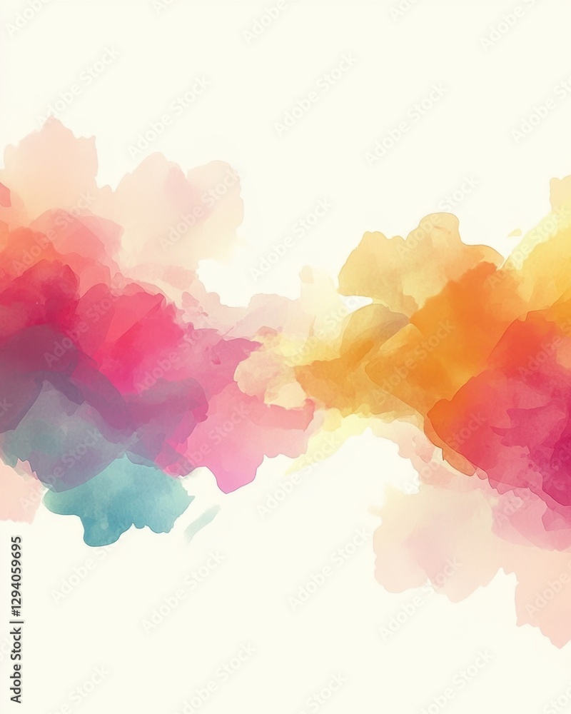 Poster artistic watercolor splash with vibrant hues creating a dynamic flow on a clean background abstract 