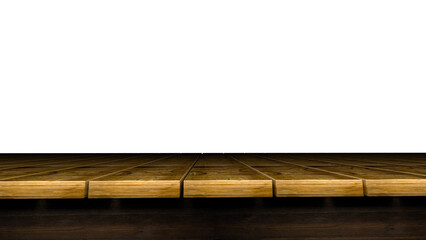 3d realistic Wood table top and blurred window shadow textured wall background - can used for display or montage your products.
