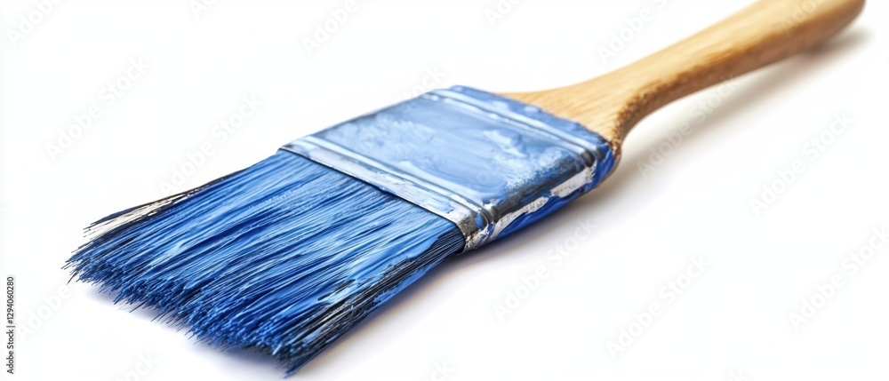Poster artistic blue paintbrush on white backdrop capturing craftsmanship and creative expression in a clea