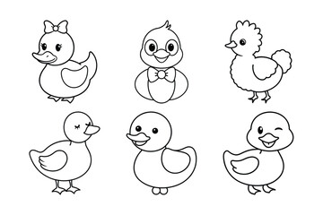 set of funny cartoon birds
