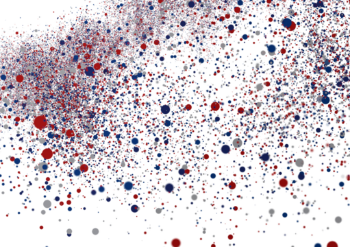 Red Blue Grey Confetti Burst Stock Photo