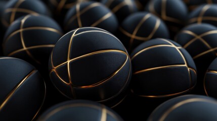 Where Sport Meets Opulence: A Sea of Black Spheres, Each Adorned with Golden Accents, Ready to Ignite the Spirit of Competition
