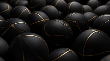 Obraz premium Where Sport Meets Opulence: A Sea of Black Spheres, Each Adorned with Golden Accents, Ready to Ignite the Spirit of Competition