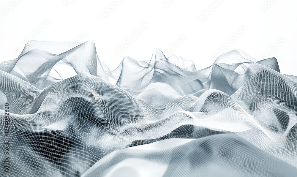 Poster abstract flowing mesh waves ethereal and light