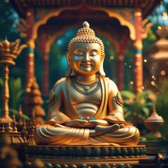 Fototapeta premium Golden Buddha of abundance