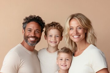 Fototapeta premium serene mother day family portrait with diverse ages and races against soft background