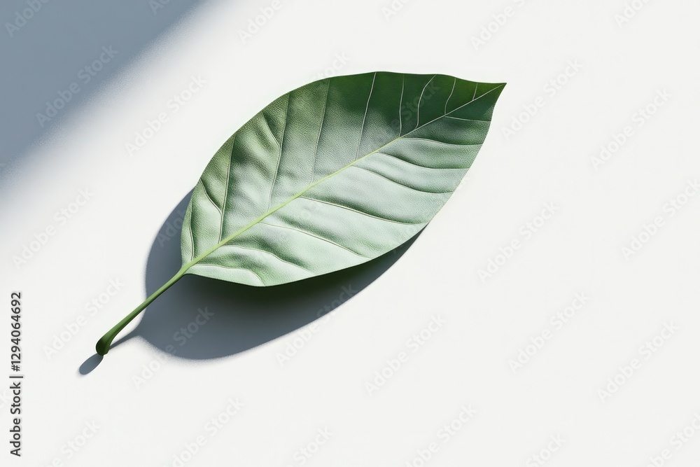 Poster single isolated 3d-rendered leaf on simple monochrome background for focus on texture and detail