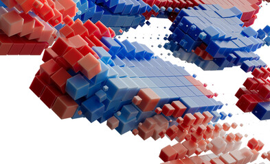 Abstract 3D Cubes Red Blue Data Technology