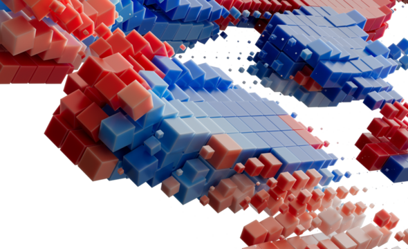Abstract 3D Cubes Red Blue Data Technology