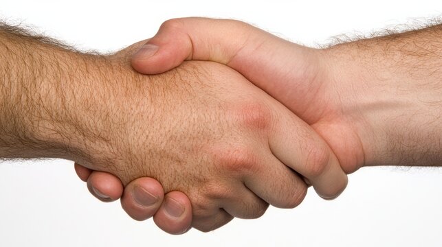 Two hands firmly shake, sealing a significant agreement with a sense of trust and partnership on a formal deal.