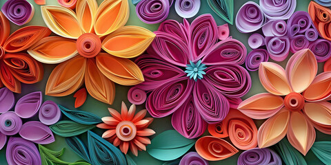 Colorful Paper Flowers, ai generated.