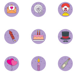 Set of birthday vector icons with white background