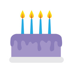 Vector image of a birthday cake icon with a white background