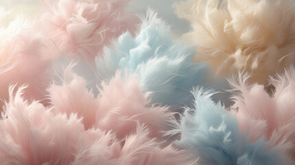 Dreamy Pastel Cloudscape with Feathers - Soft Ethereal Background