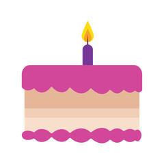 Vector image of a birthday cake icon with a white background