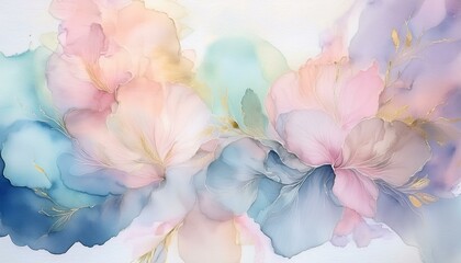 Obraz premium A delicate watercolor wash with soft pastel tones blending seamlessly, creating an organic and artistic background.