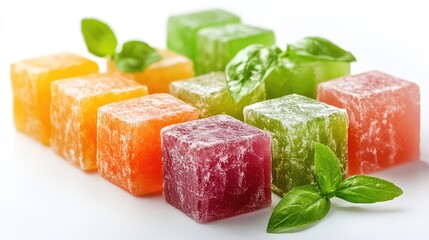 Delicious bouillon cubes on white background