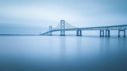 Obraz premium Chesapeake Architecture: Abstract Long Exposure of the Bay Bridge and Jetty