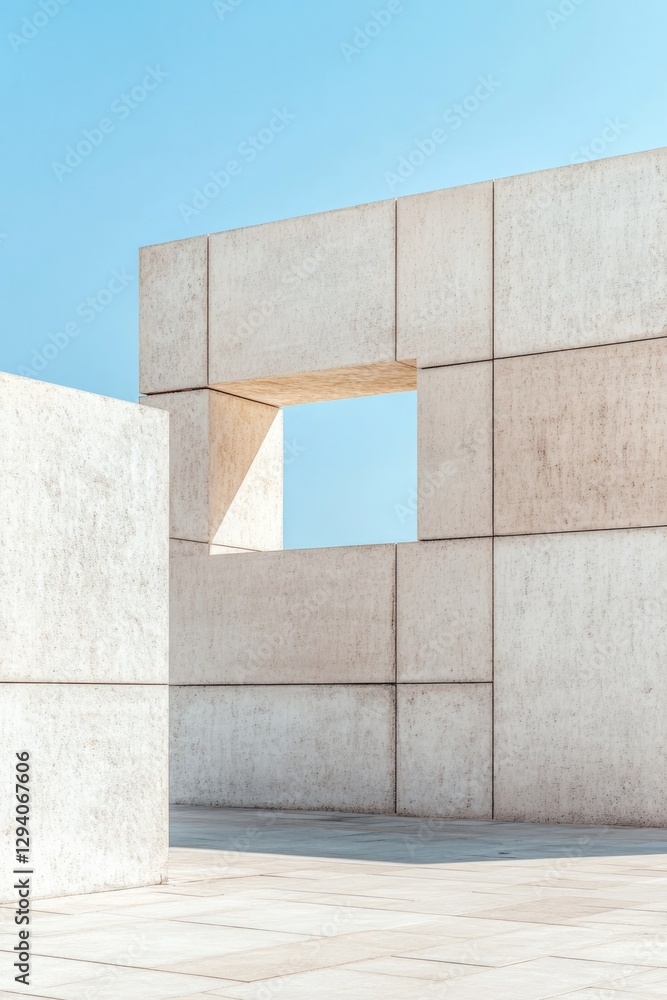 Poster abstract composition featuring geometric squares in varying shades of monochrome creating minimalist