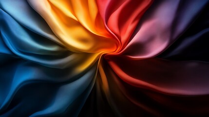 Obraz premium Vibrant Rainbow Silk Fabric Swirl: A Symphony of Colors
