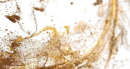 Gold Glitter Explosion, Sparkling Particles, Luxury Texture, Festive Background, Shimmering Dust, Golden Spray, Abstract Design, Bright Sparkle, Celebration, Glamour, Elegant,