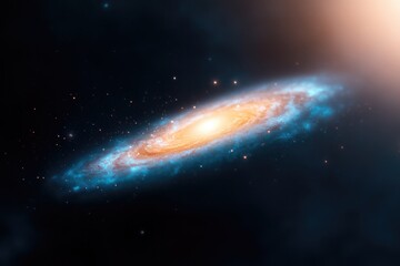 Fototapeta premium capture vast ethereal space scene featuring swirling galaxy with stars scattered across cosmic canvas leaving ample