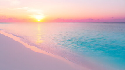 Caribbean Sea Sunset with Vibrant Orange and Pink Hues, Calm Waters
