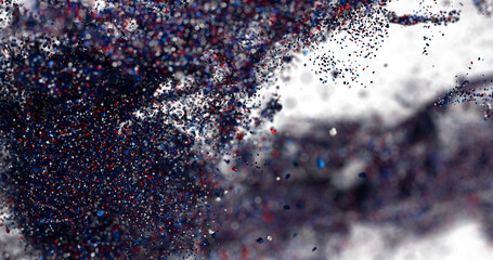 High resolution abstract background with red, blue particles exploding. Perfect for design projects.