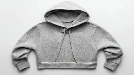 Gray cropped hoodie on white background