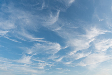 low angle view to a blue sky with cirrus clouds