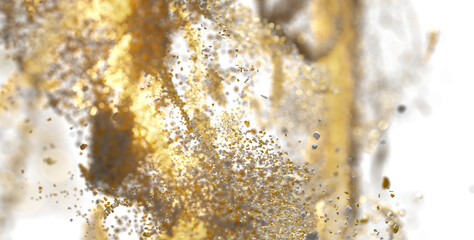 Abstract gold and white particles explode. Perfect for luxury, celebration, and technology.