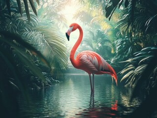 Flamingo in the Rainforest