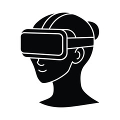  vector silhouette of a virtual reality headset on a person’s head 