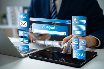 AI agents,  AI powered business Solutions, AI assistants support human intelligence, Smart...