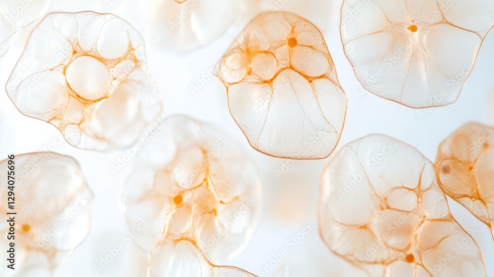 Aufkleber close-up of microscopic pollen grains displayed against minimalistic white background showing intric