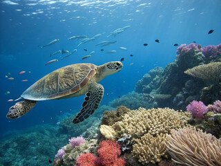 Fototapeta premium sea turtle swimming