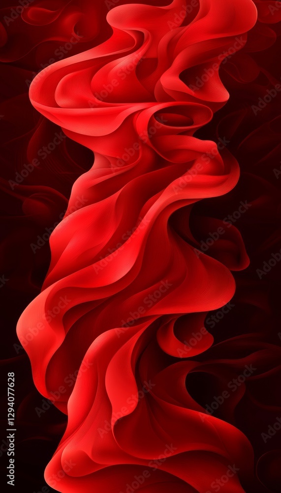 Poster abstract red swirls background of elegant digital art in motion, showing a blur effect.