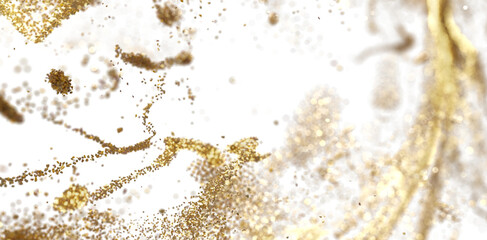Gold Glitter Particles on White Background