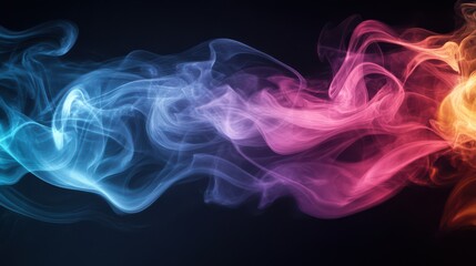 Obraz premium Colorful swirling smoke against black backdrop. Abstract background