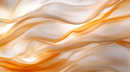 Fototapeta premium Flowing sheer fabric light orange and white