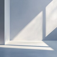 Light shining across a simple white room with stark shadows