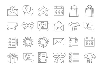 customer icon line art set on white background 