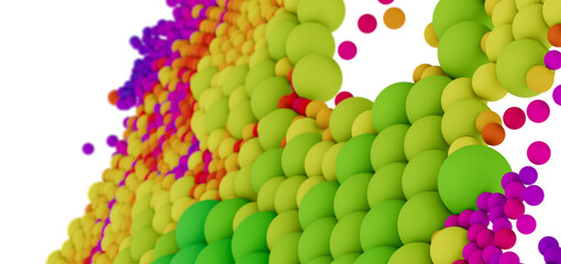 Vibrant spheres, abstract art, colorful background, 3D render, texture, design element.