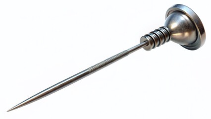 Close-up 3D Render of a Metal Sewing Needle Isolated on White and Transparent Backgrounds - Needle Concept