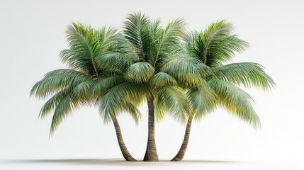 Tropical palm trees isolated on white background
