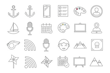 customer icon line art set on white background 