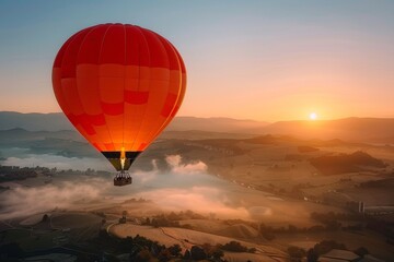 Obraz premium Scenic sunrise hot air balloon experience aerial views of cultural landscapes