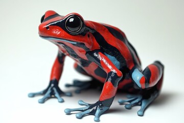 Dart Frog. Red Striped Poison Dart Frog with Blue Legs in Peru