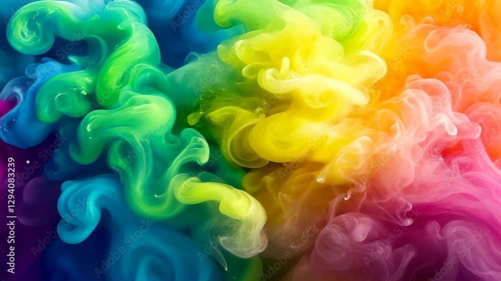 Poster vibrant swirling clouds of colorful ink in water create mesmerizing abstract pattern