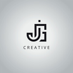 Creative Minimal JG GJ Letter Business Logo Design Vector Template.